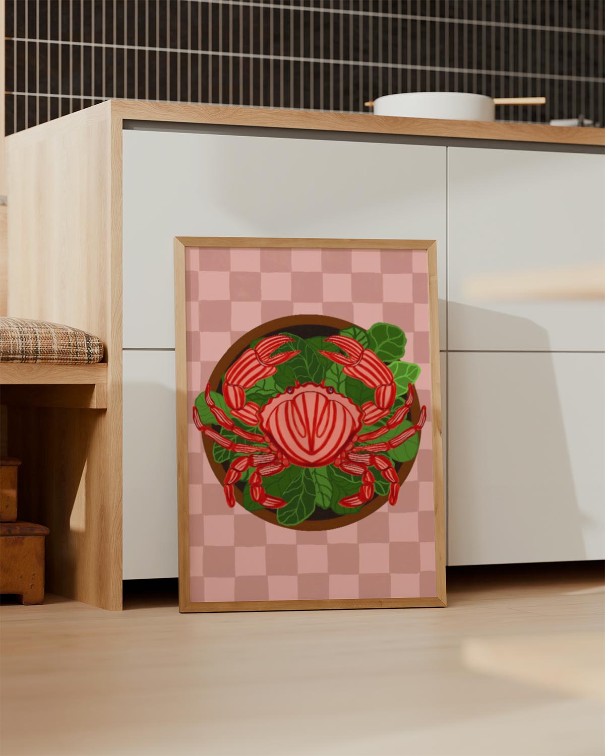 crab on greens poster