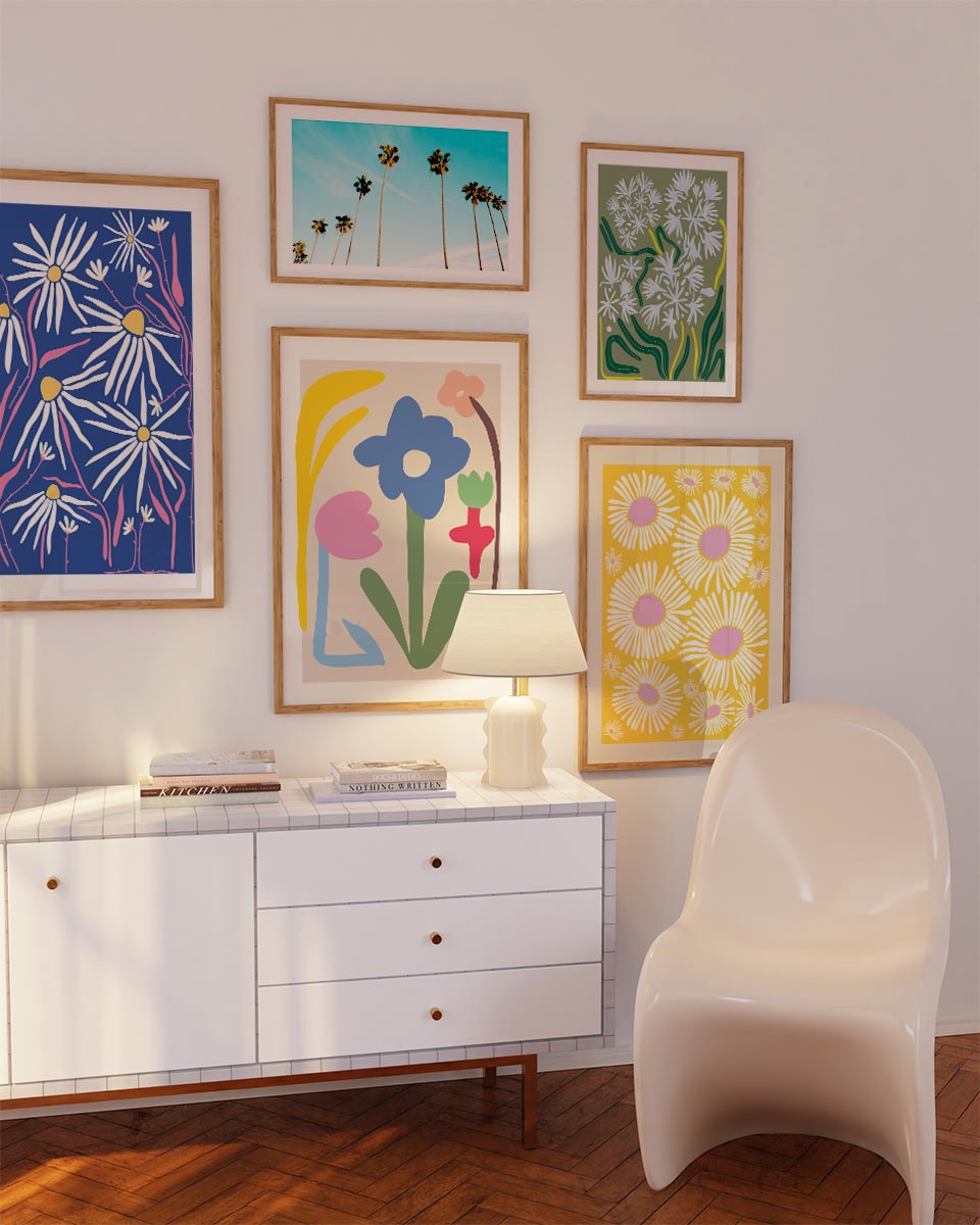 Flower yellow background poster