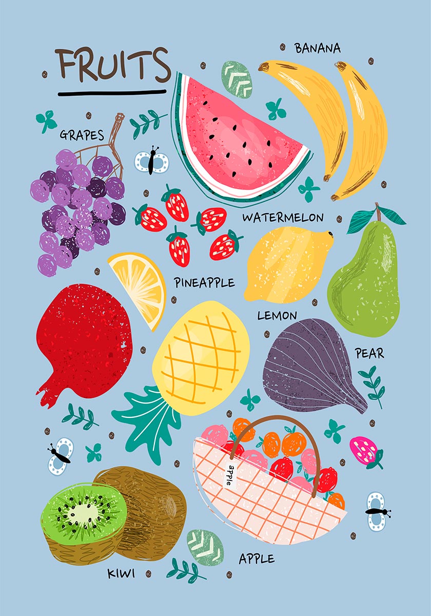 Modern illustration fruit poster. The best posters for your