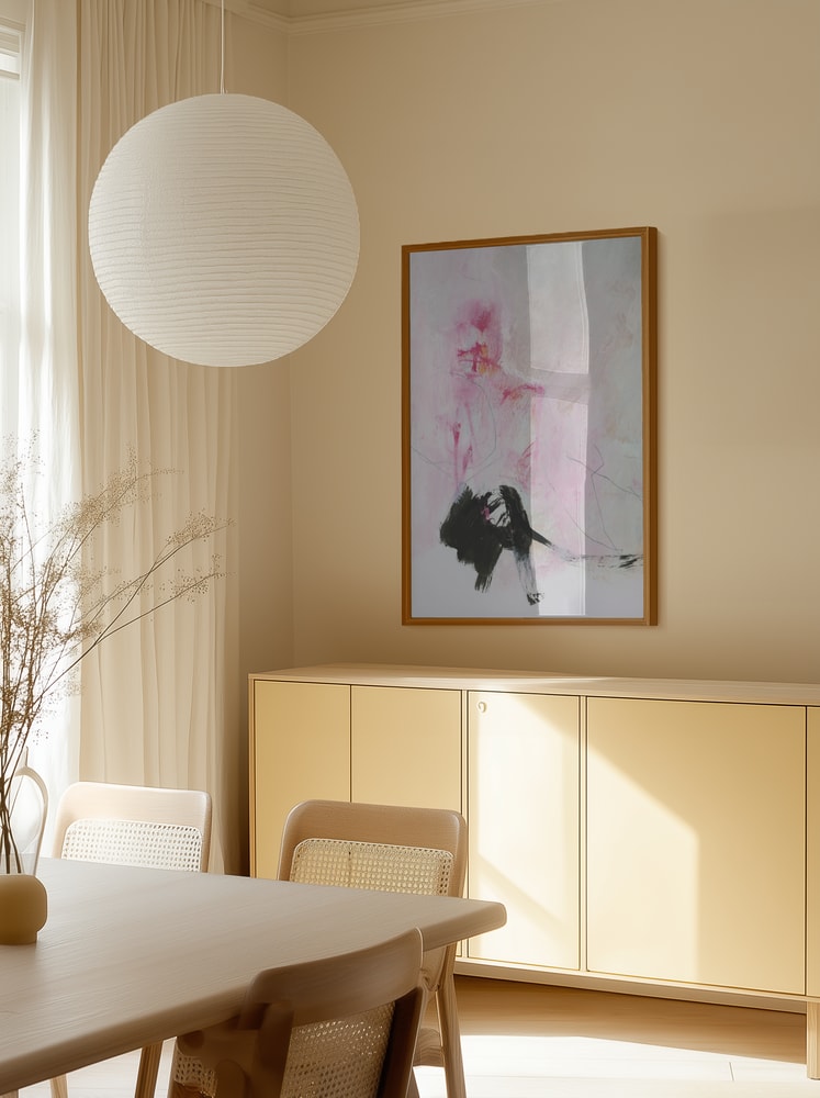 Blush And Black Abstract