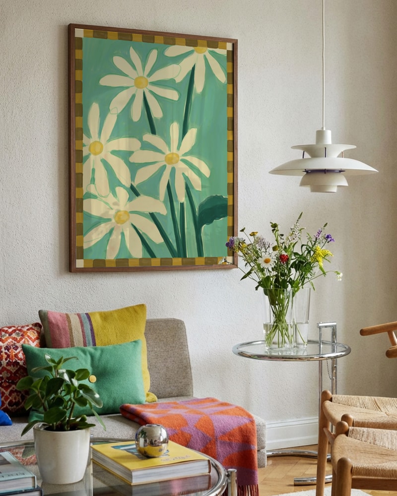 Cheerful Painted Daisies Poster