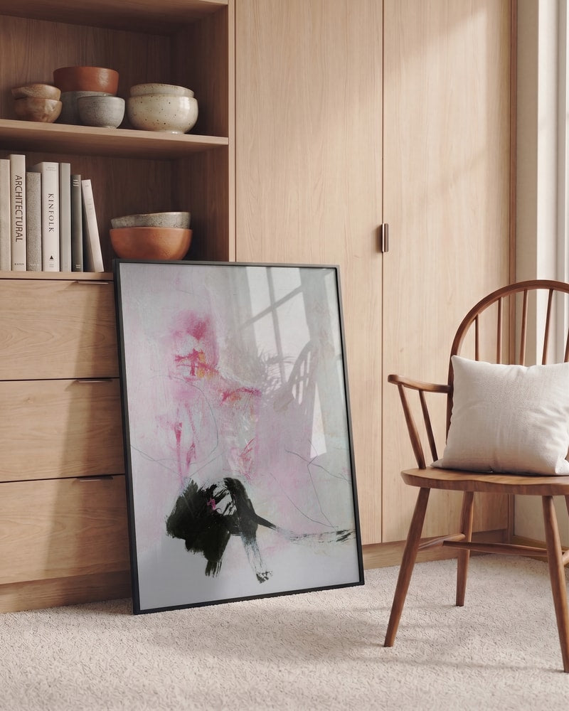 Blush And Black Abstract