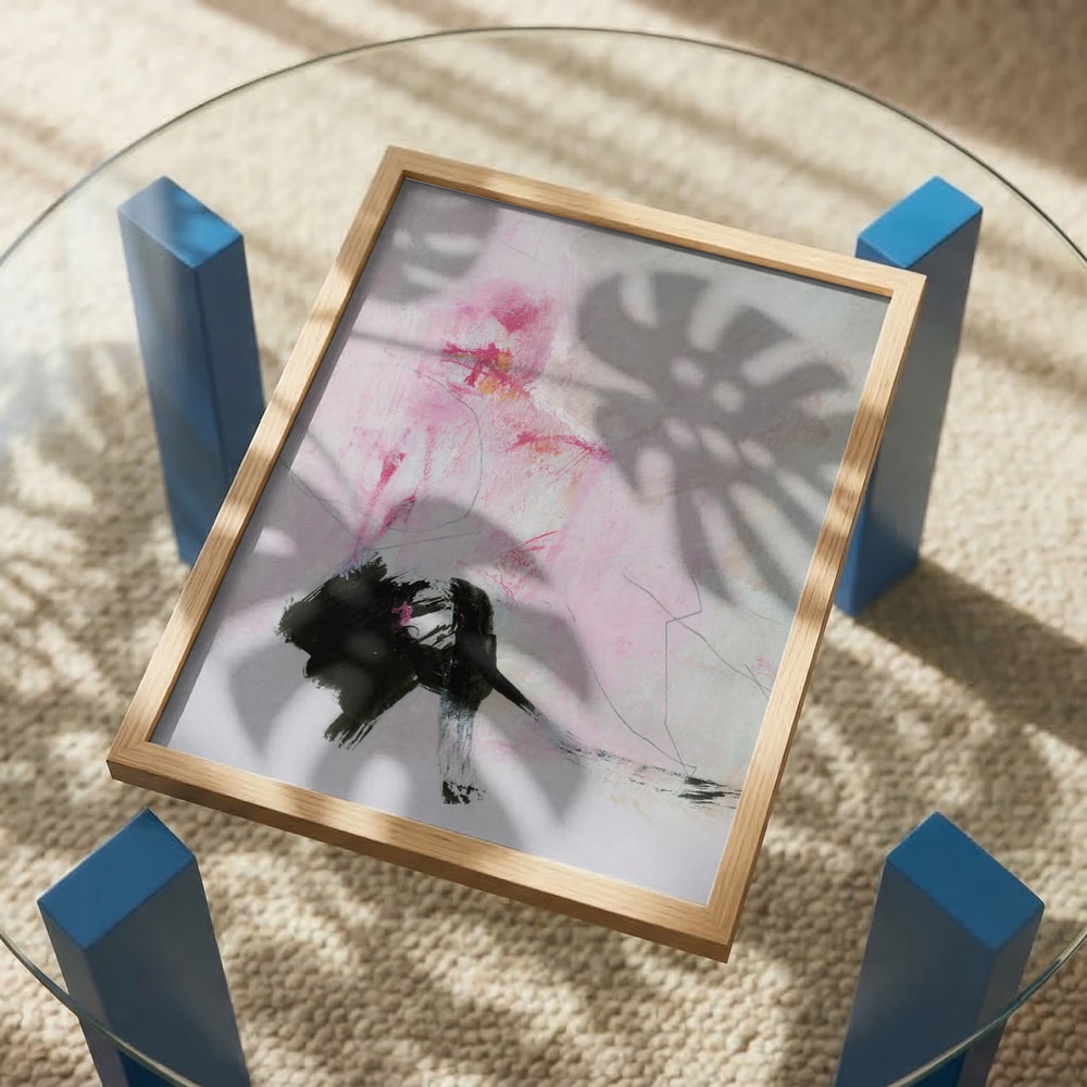 Blush And Black Abstract