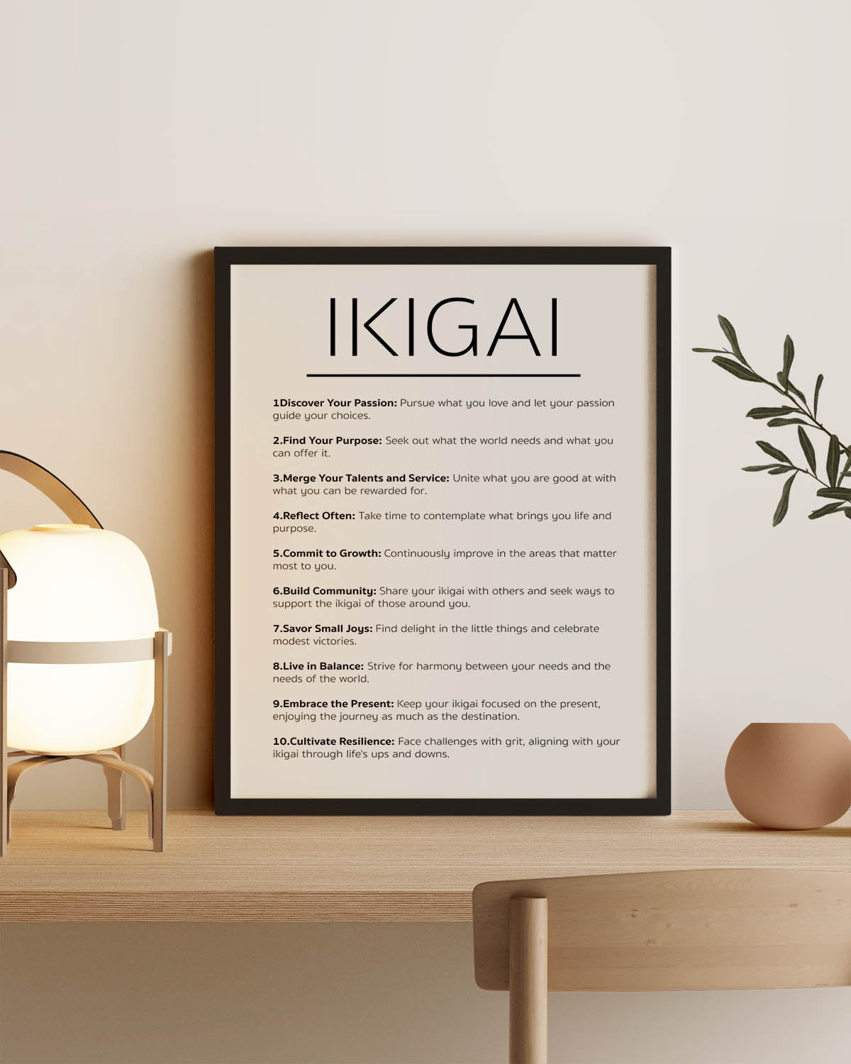 10 Ikigai Principles for a Fulfilling Life - Inspirational Poster