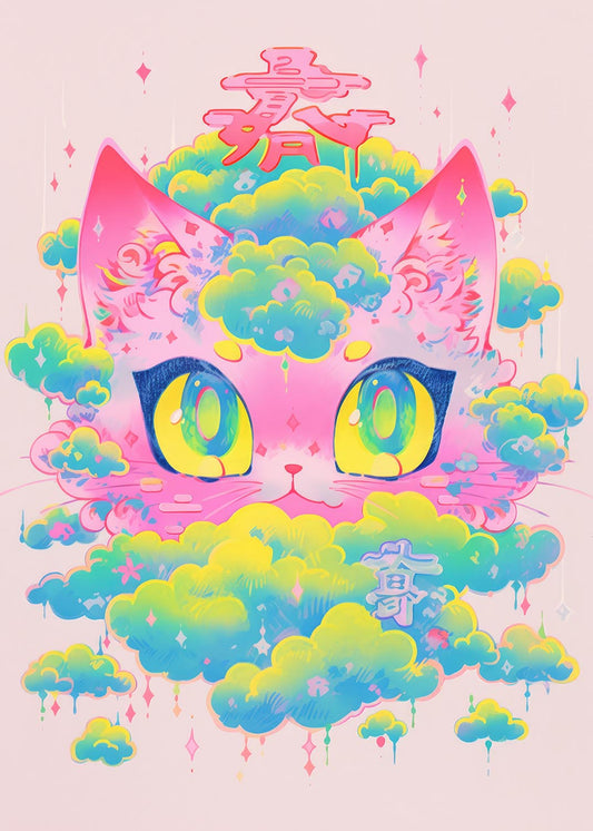 カワイイ猫のリソグラフ・ポスター