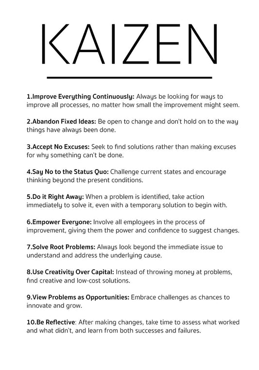 10 Kaizen principles poster