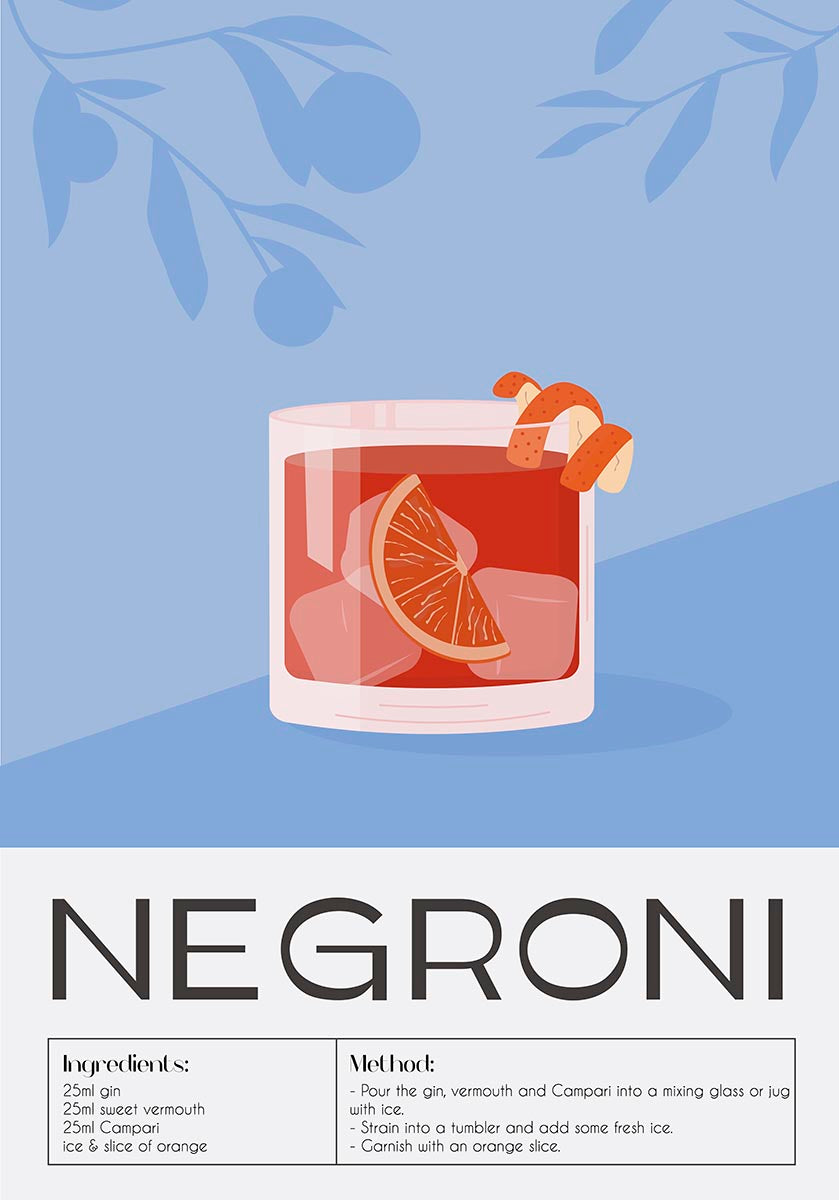 Negroni cocktail poster