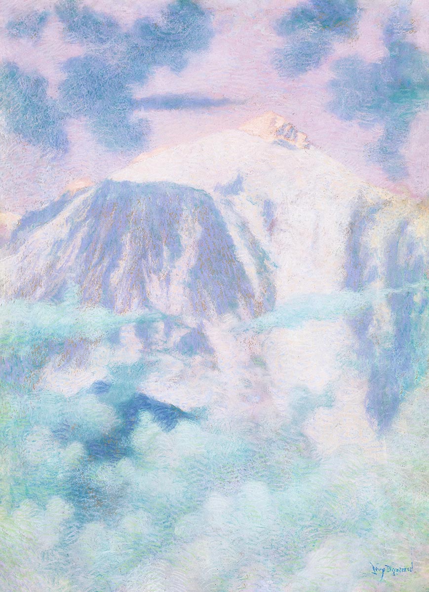 Lucien Lévy-Dhurmer's 'Pastel Mountains' depicting serene mountains with soft pastel colors