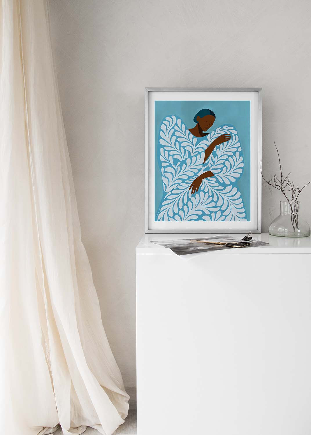 Serene Woman Blue Poster