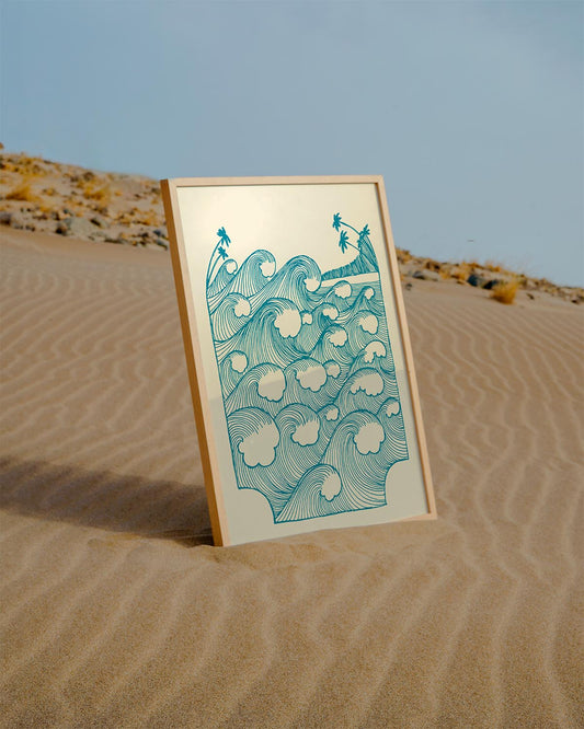 Vintage Waves illustration poster