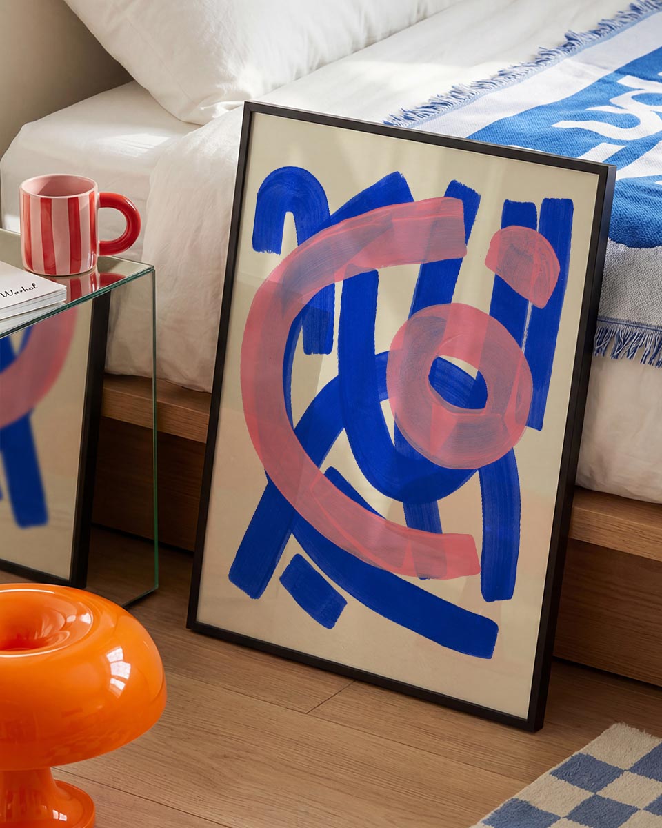 Vibrant Blue Pink Abstract poster