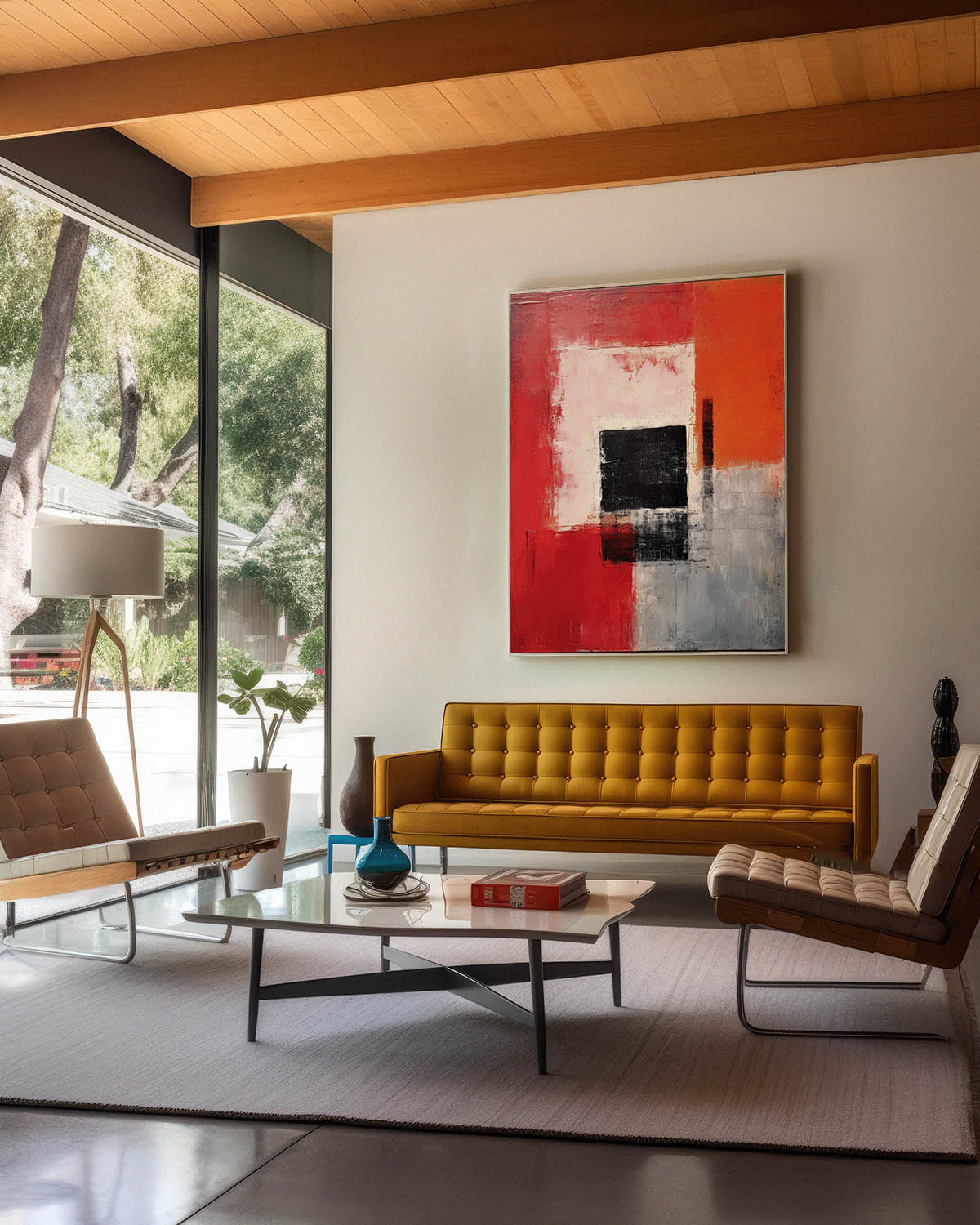 abstract red painting poster