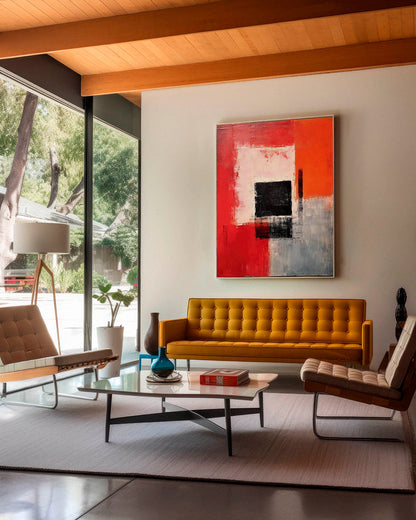 abstract red painting poster