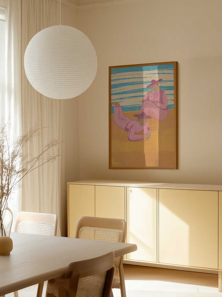 Pink Striped Beach Day Poster