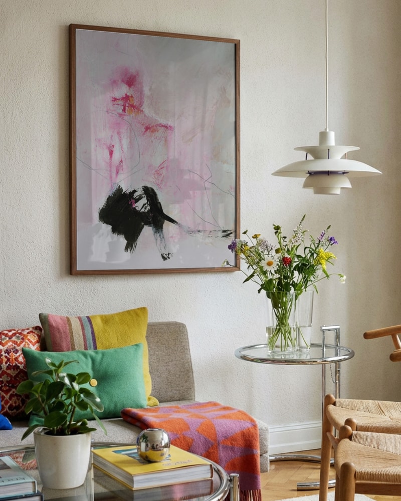 Blush And Black Abstract