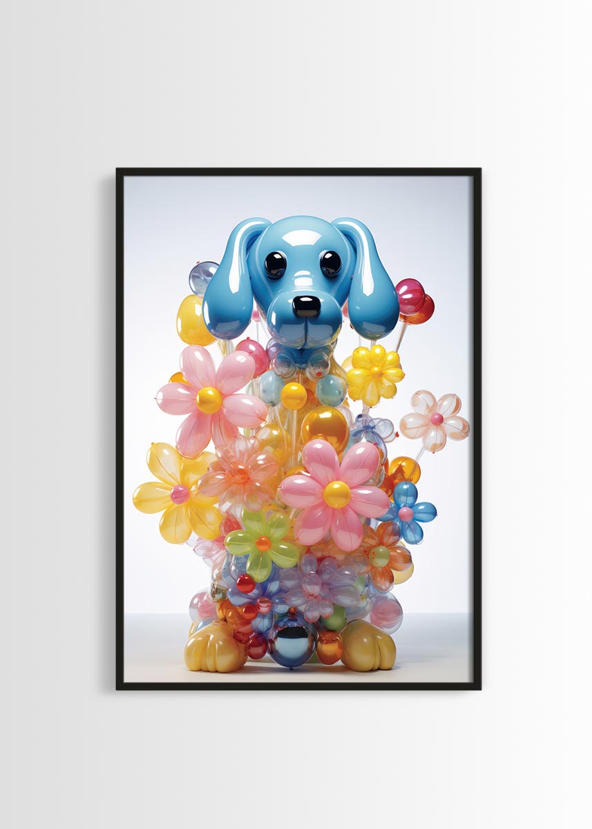 dog flowers poster
