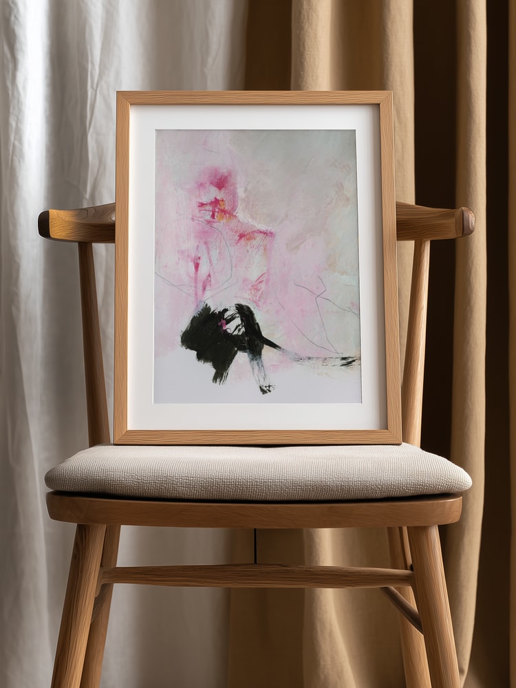 Blush And Black Abstract