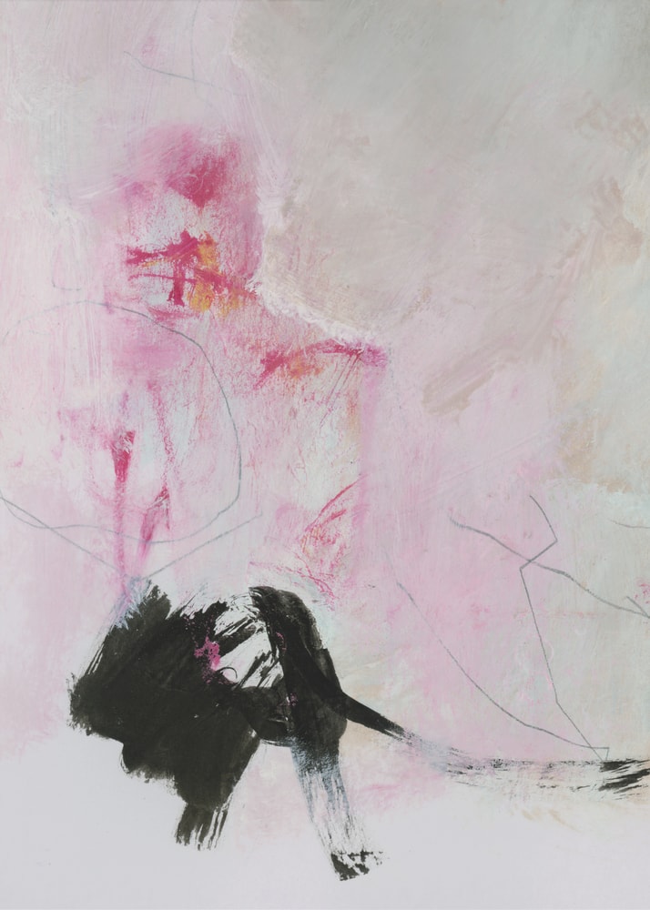 Blush And Black Abstract