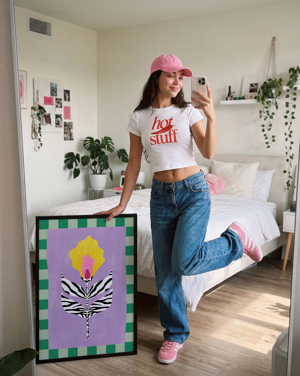 Modern Zebra Flower Poster