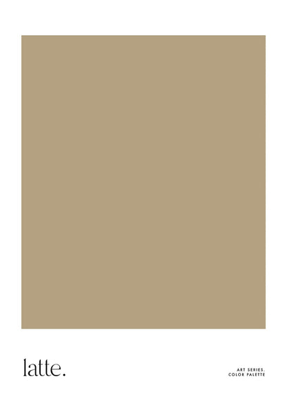 Poster featuring a solid beige color block labeled "latte" at the bottom.