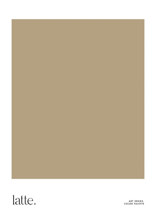 Poster featuring a solid beige color block labeled "latte" at the bottom.