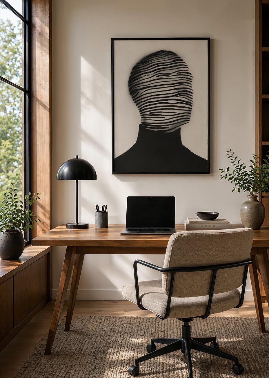 Abstract Striped Face Poster