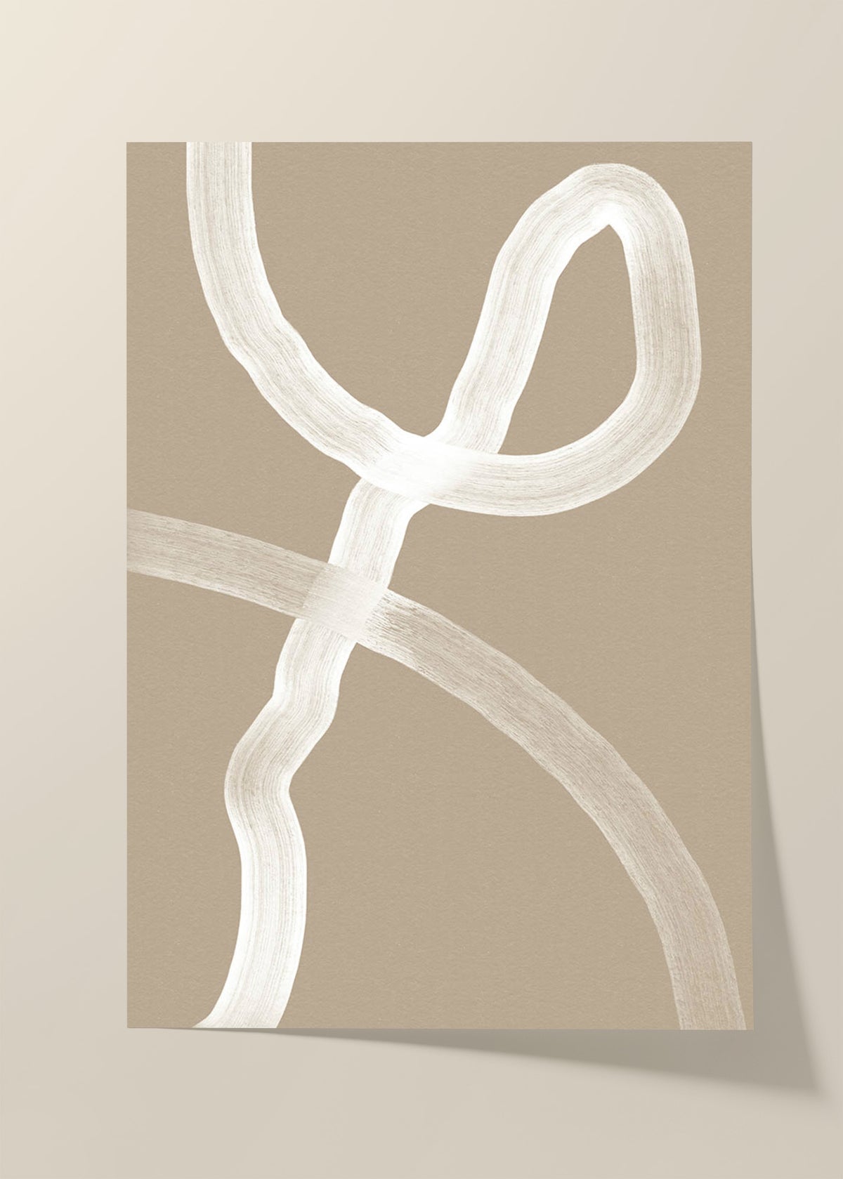 Minimalist beige abstract line art poster