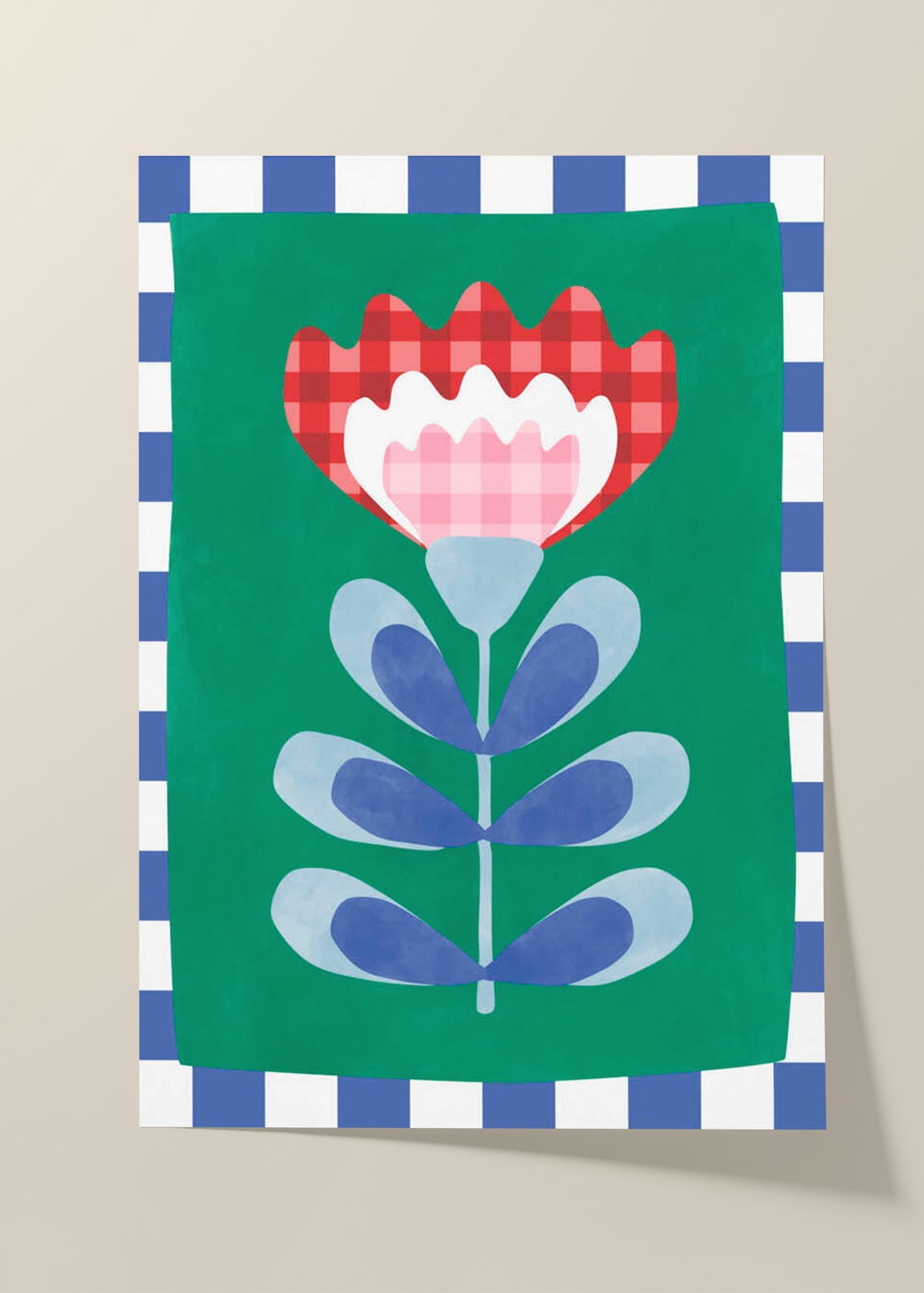 Gingham Folk Flower Poster