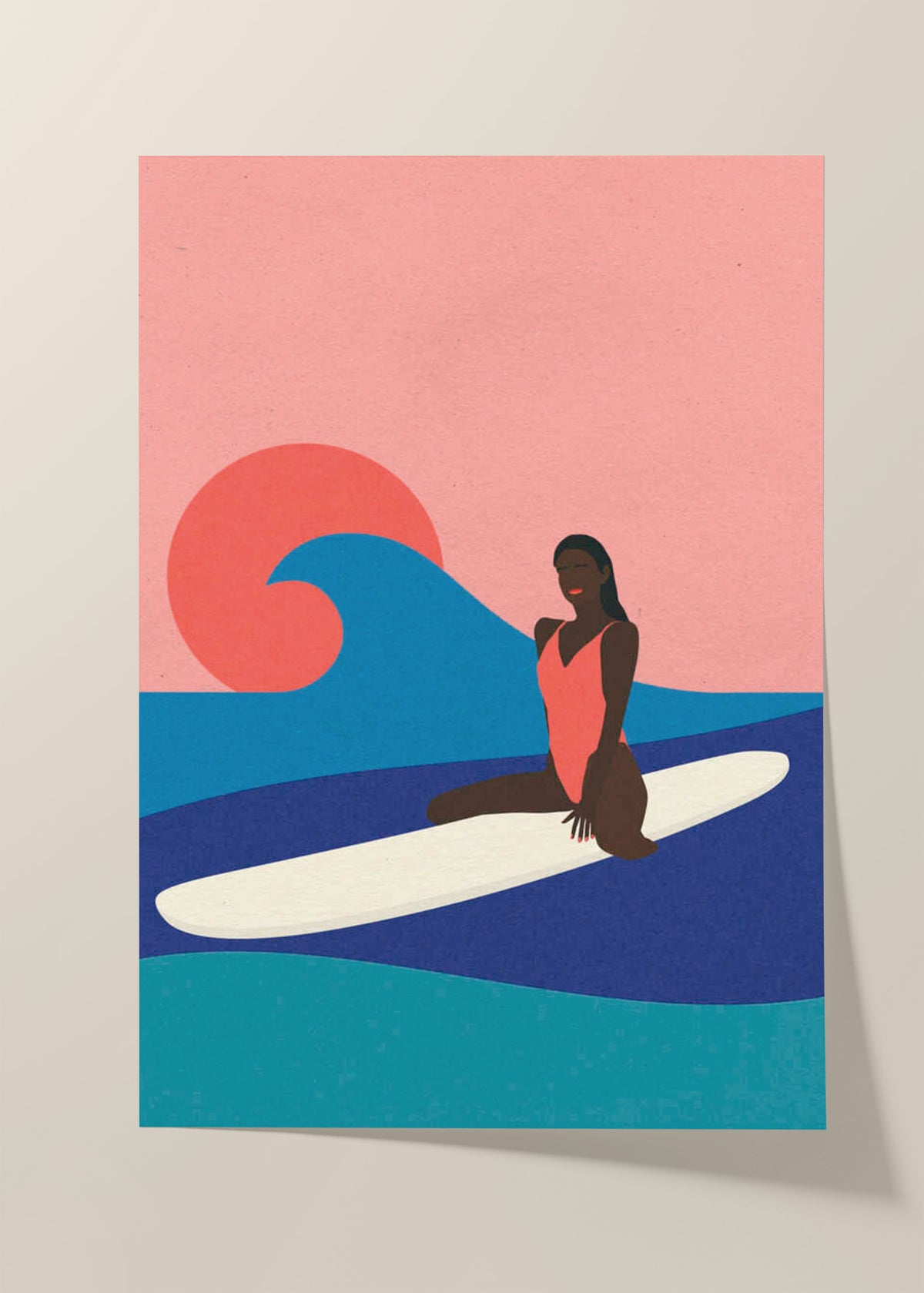Girl On a Surfboard Poster