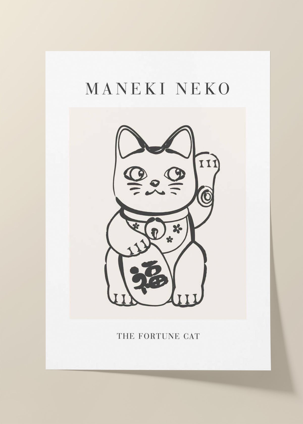 Maneki Neko Black & White poster