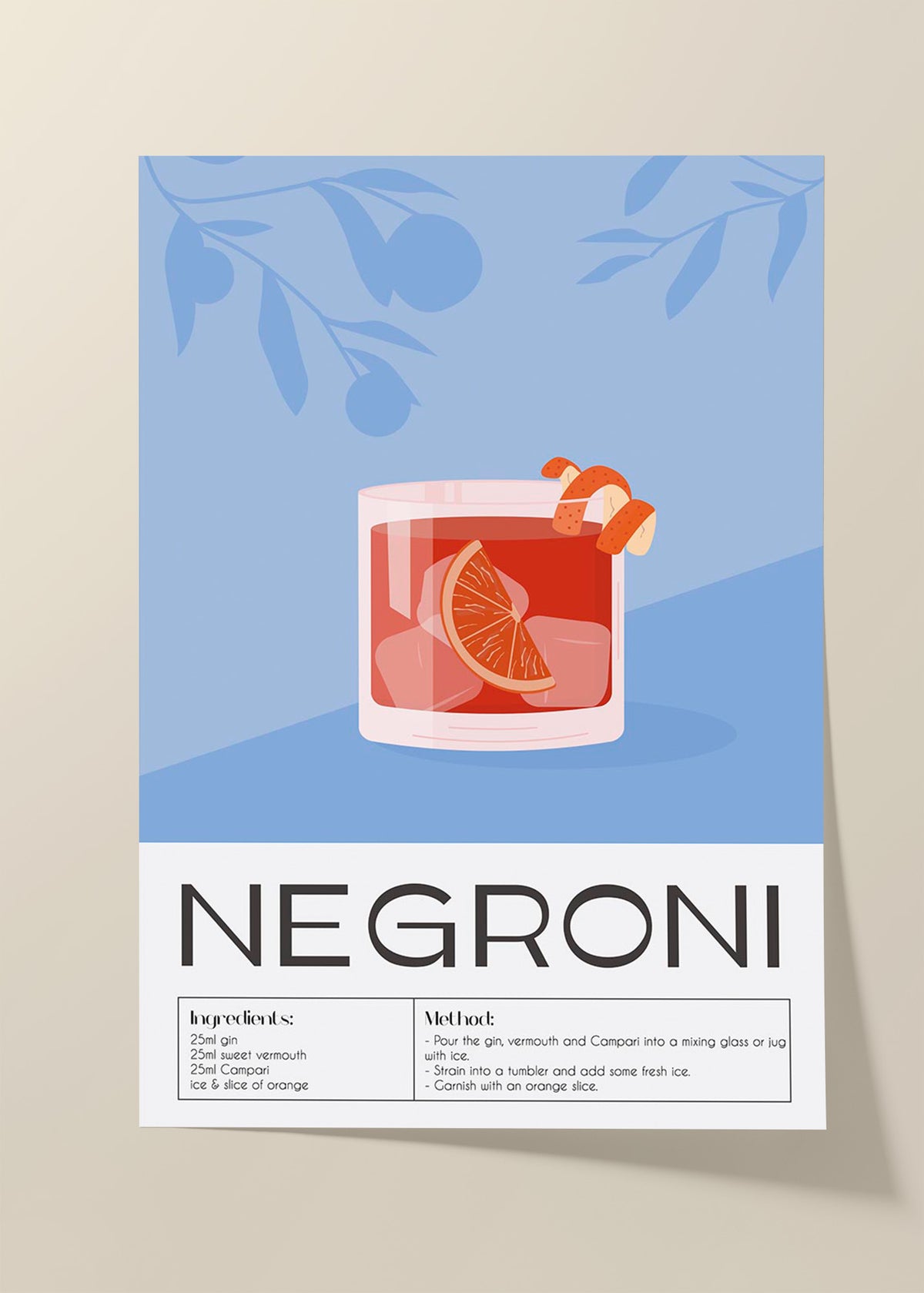 Negroni cocktail poster