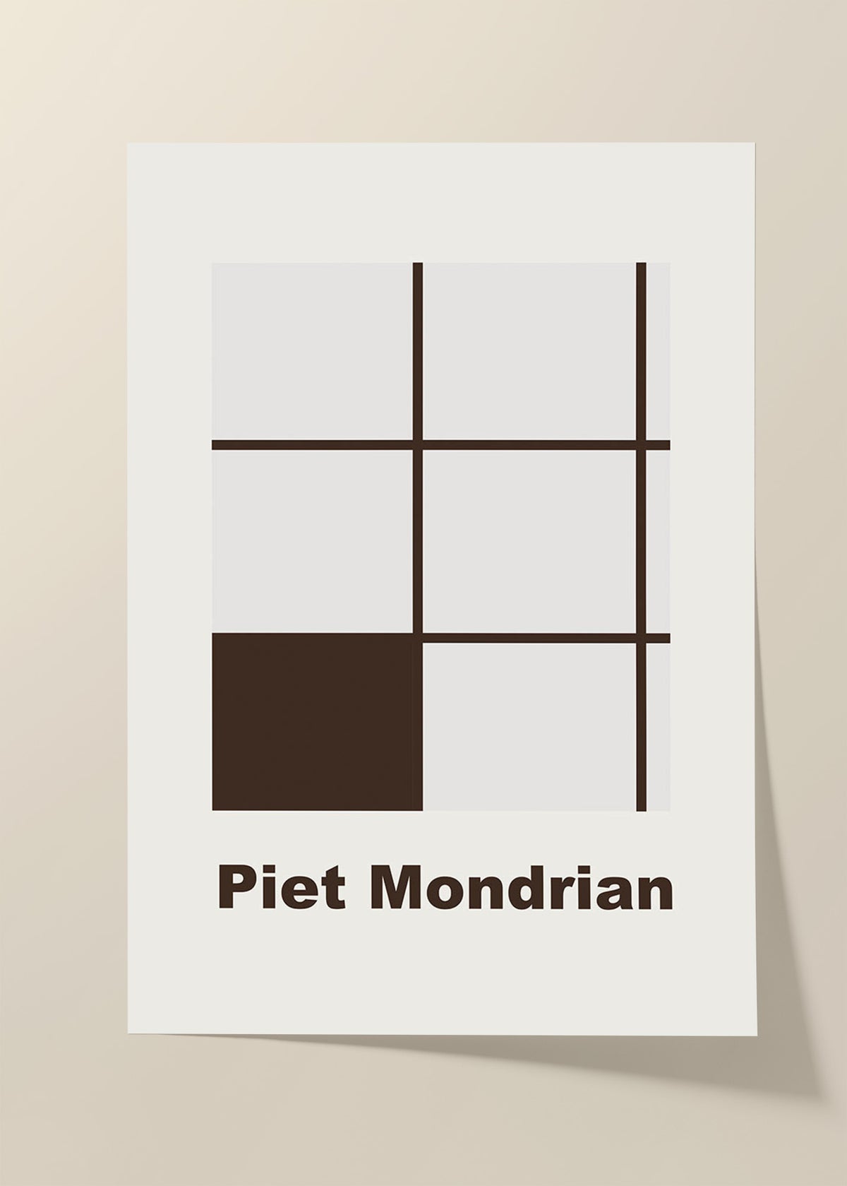 Piet Mondrian black and grey poster