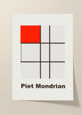 Piet Mondrian black, grey & red poster