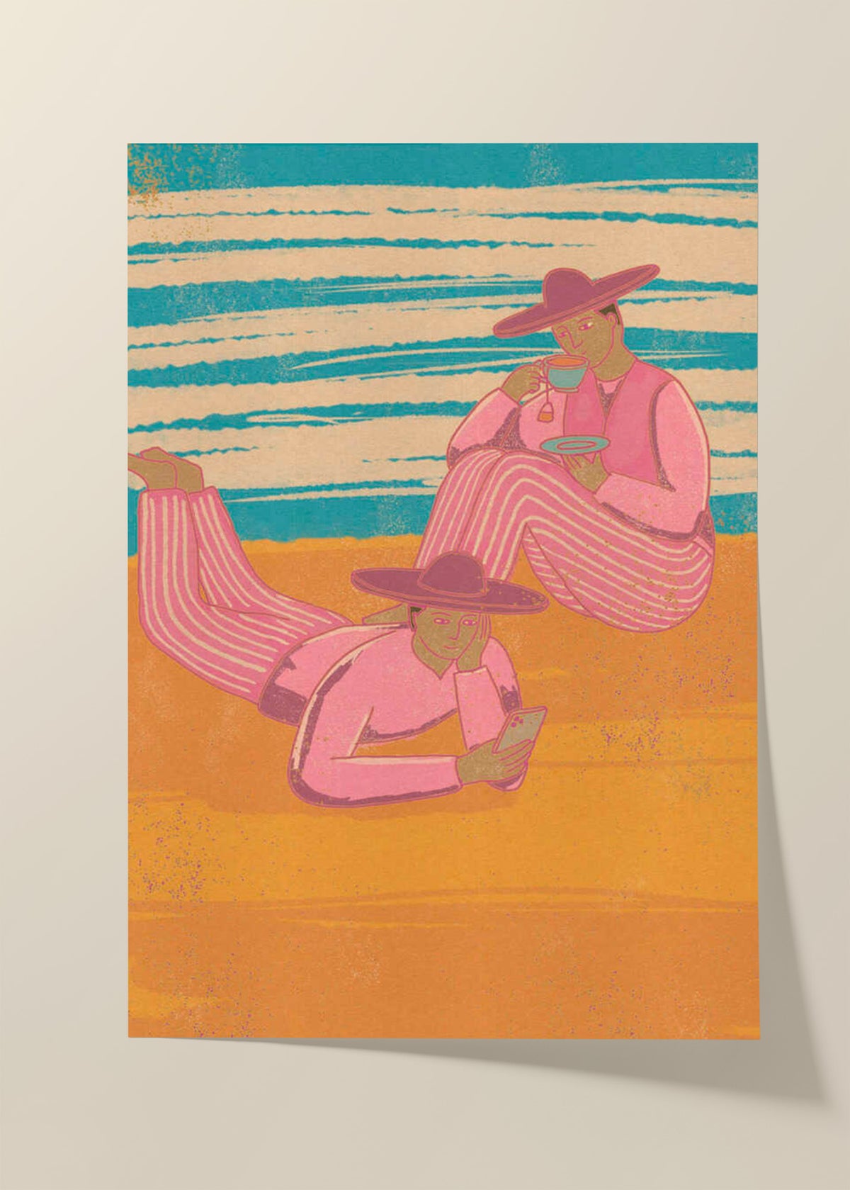 Pink Striped Beach Day Poster