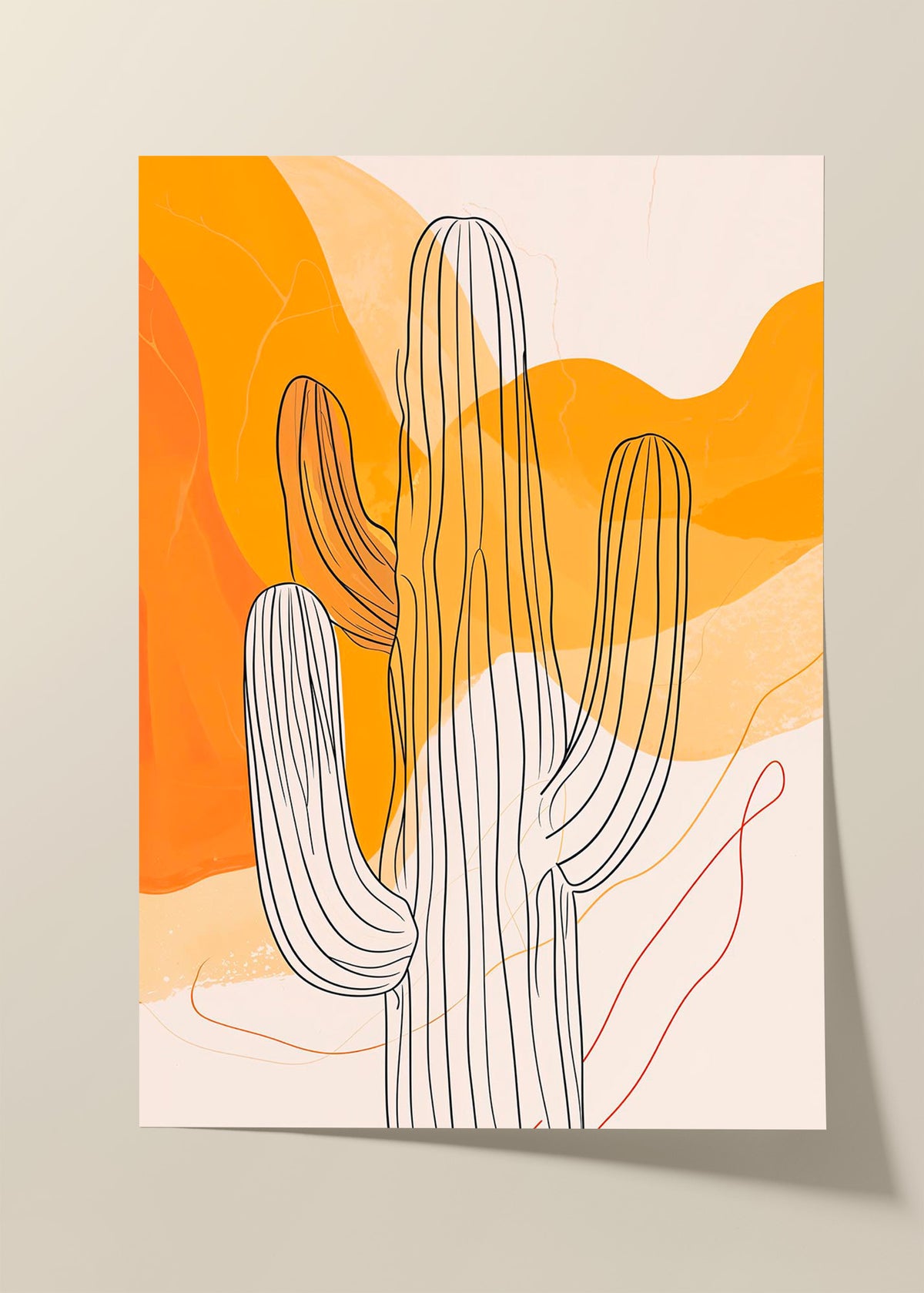 Desert lines cactus poster
