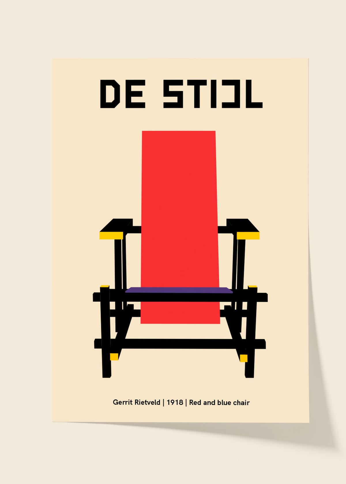 De stijl red and blue chair poster