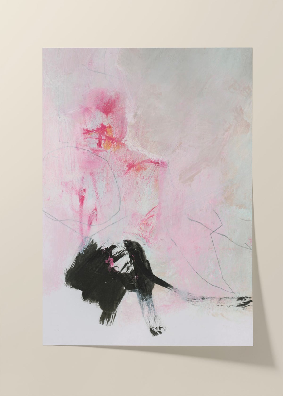 Blush And Black Abstract