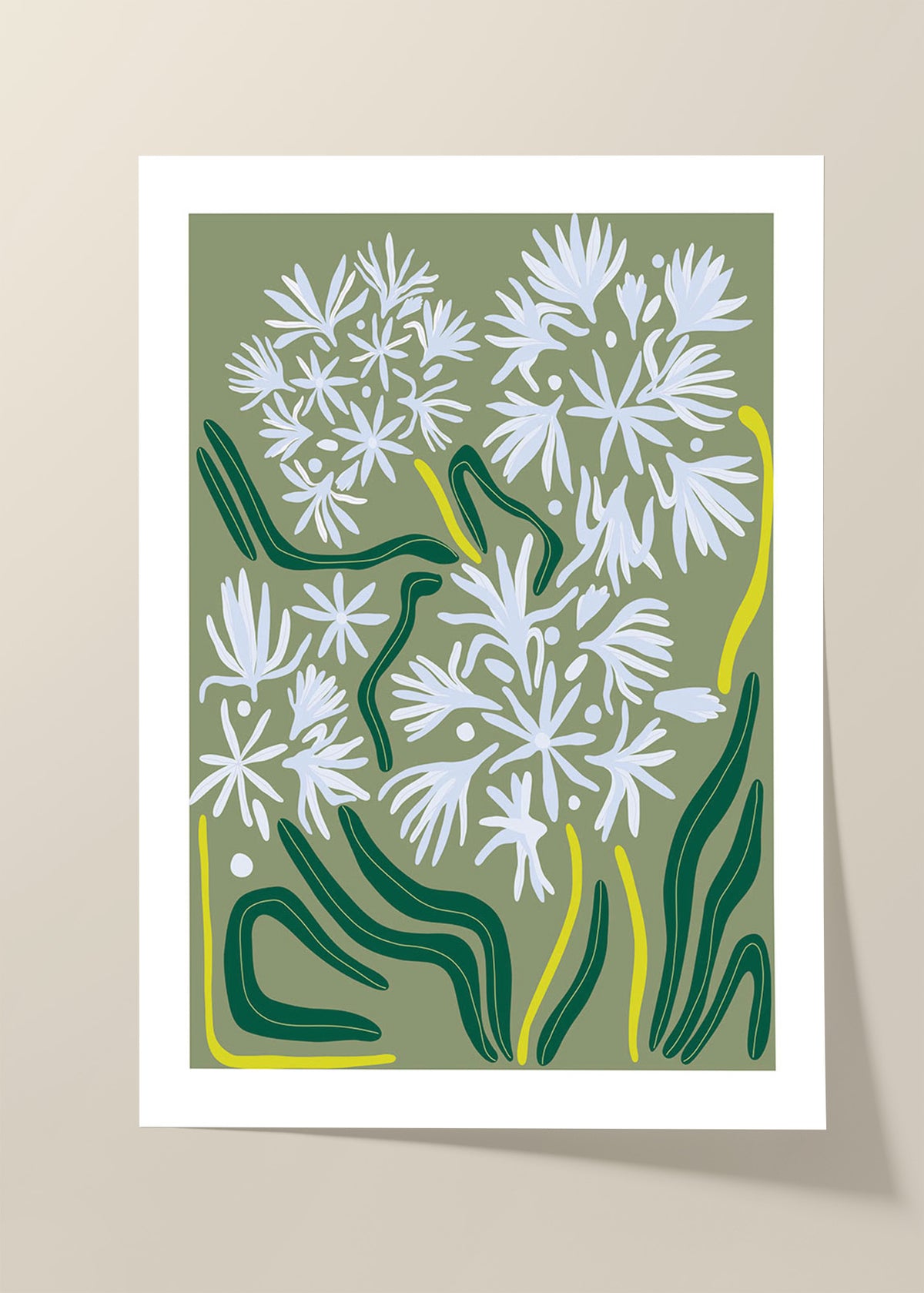 Flower green background poster