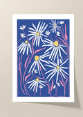 Flowers blue background poster