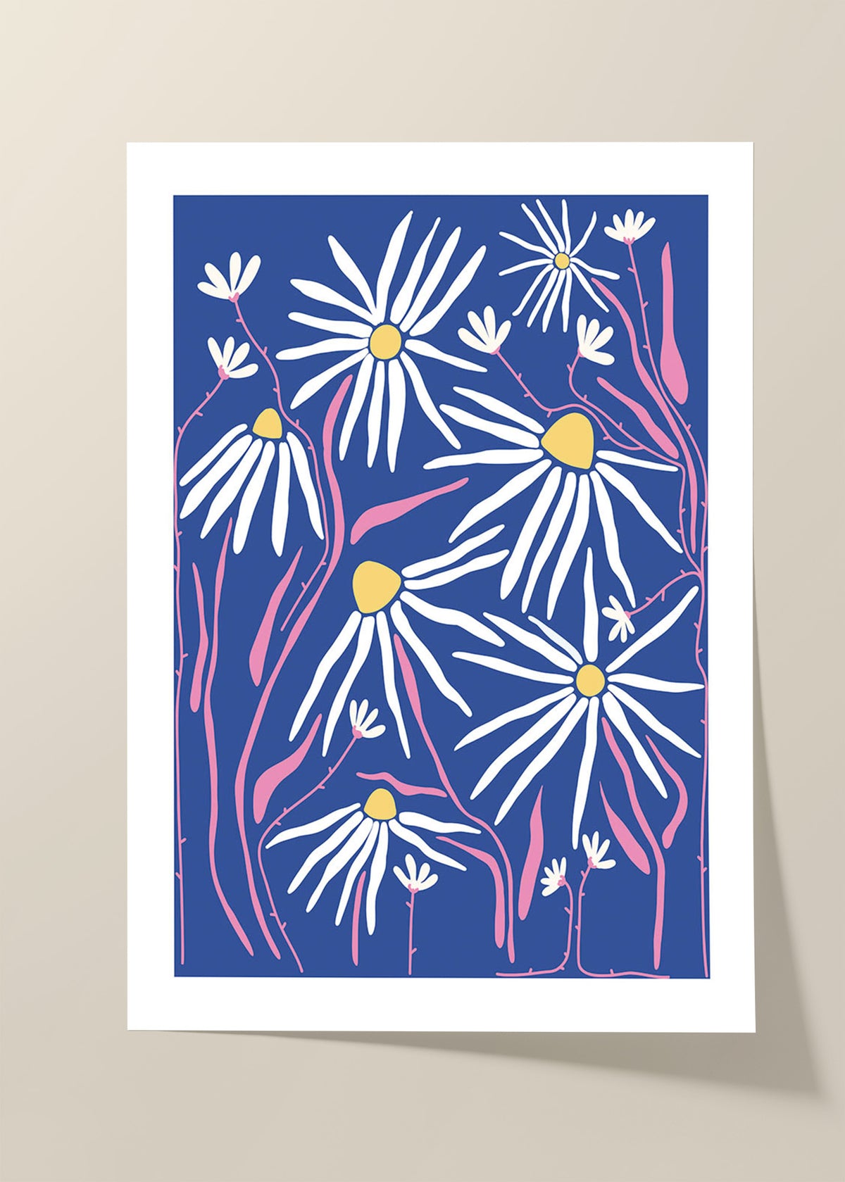 Flowers blue background poster