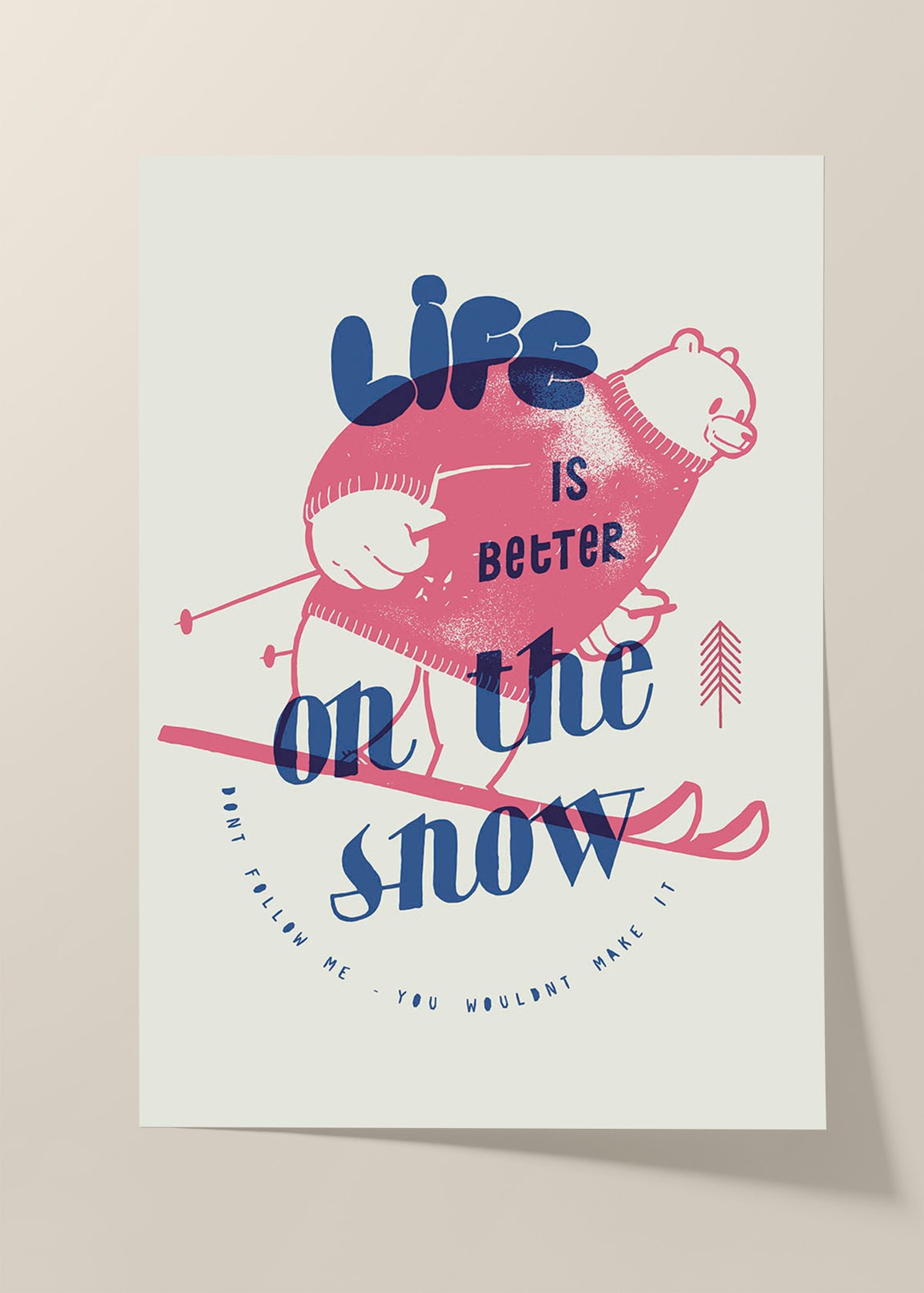 Bear winter skiing poster
