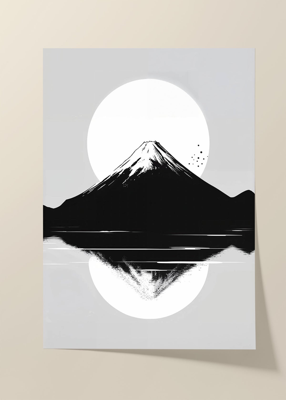 Mount Fuji black and white poster