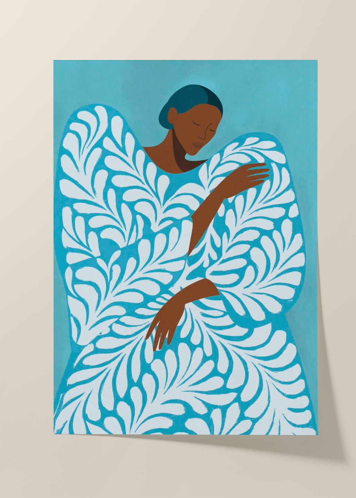 Serene Woman Blue Poster
