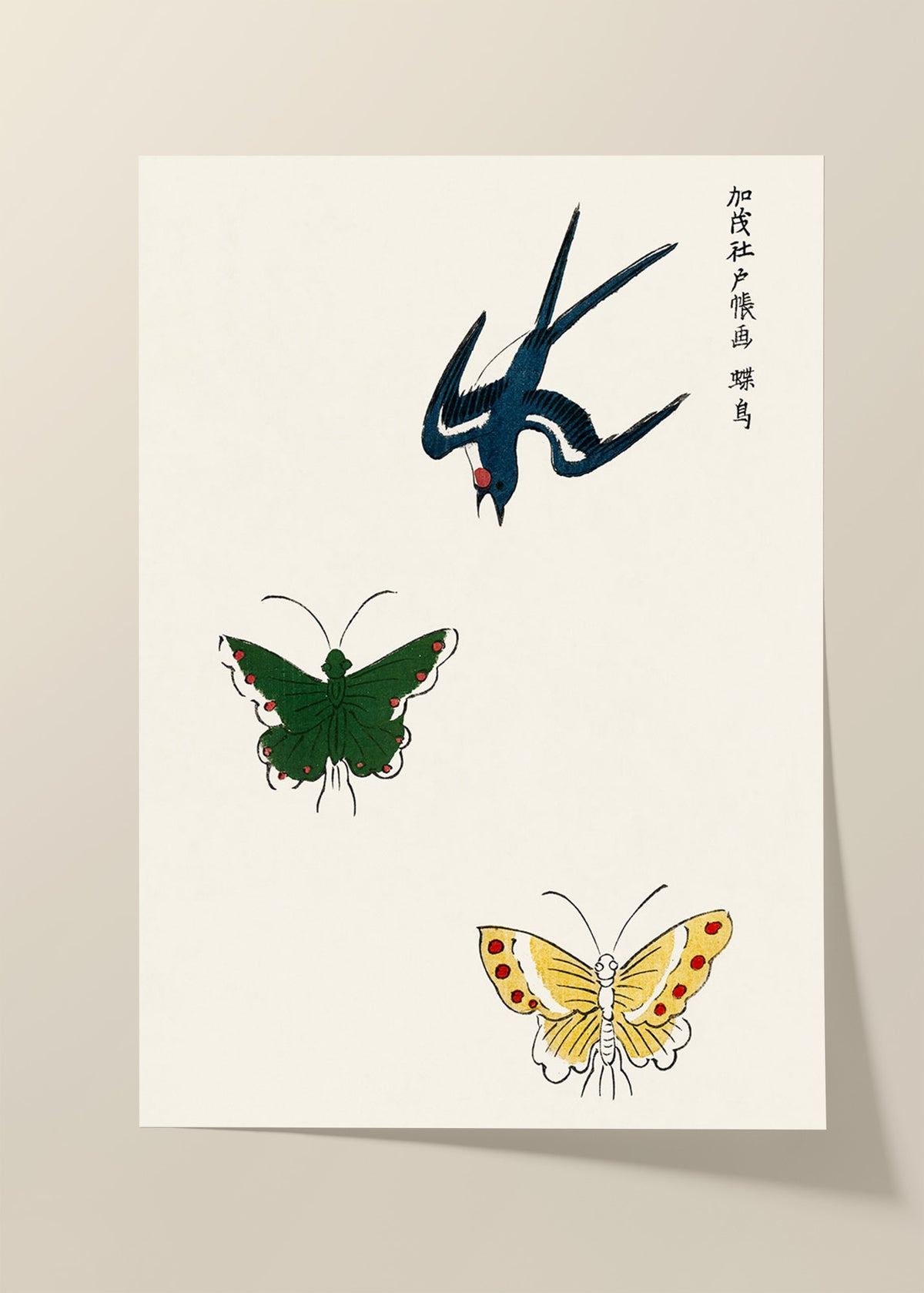 Swallow and butterflies by Taguchi Tomoki poster