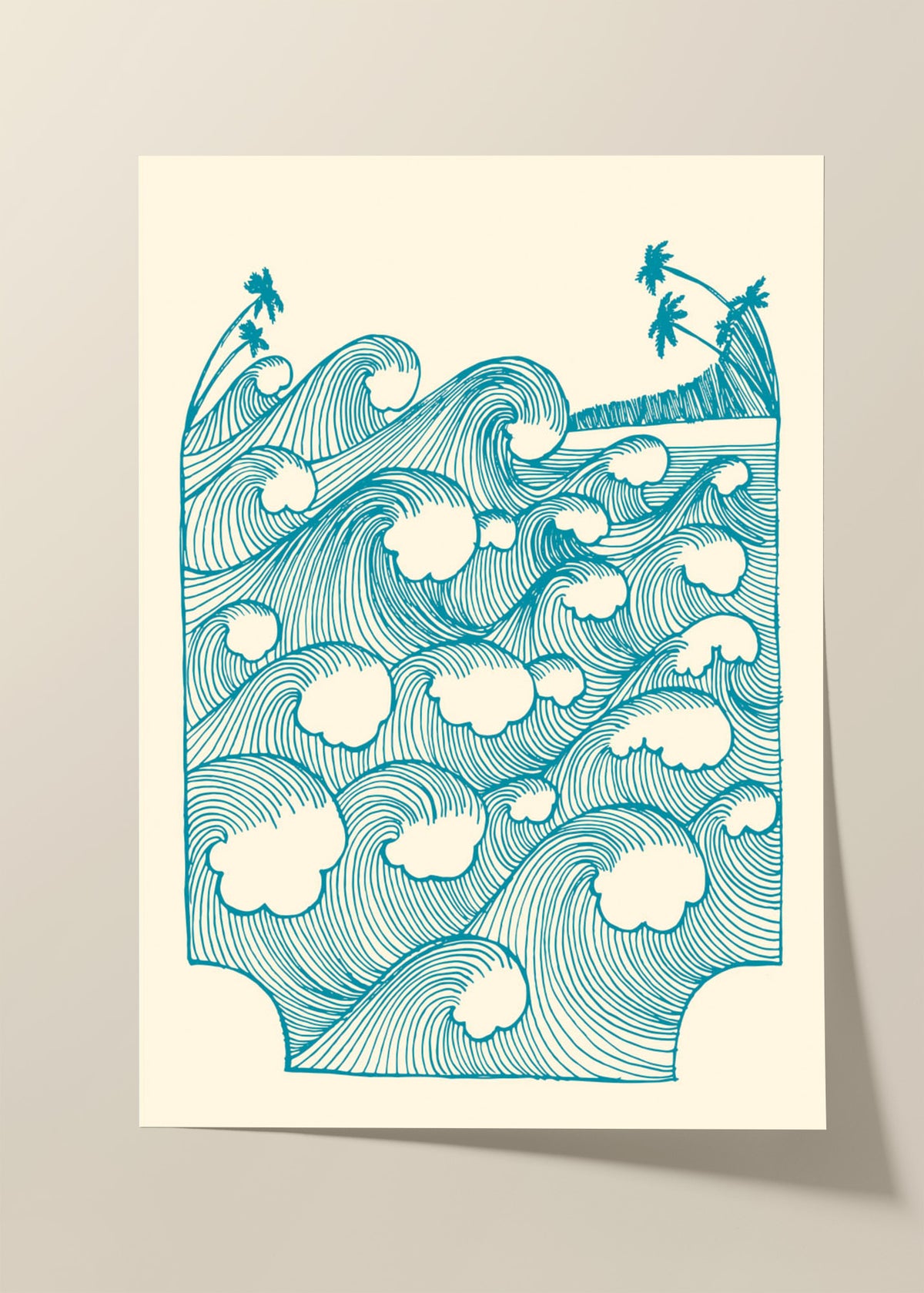Vintage waves illustration poster
