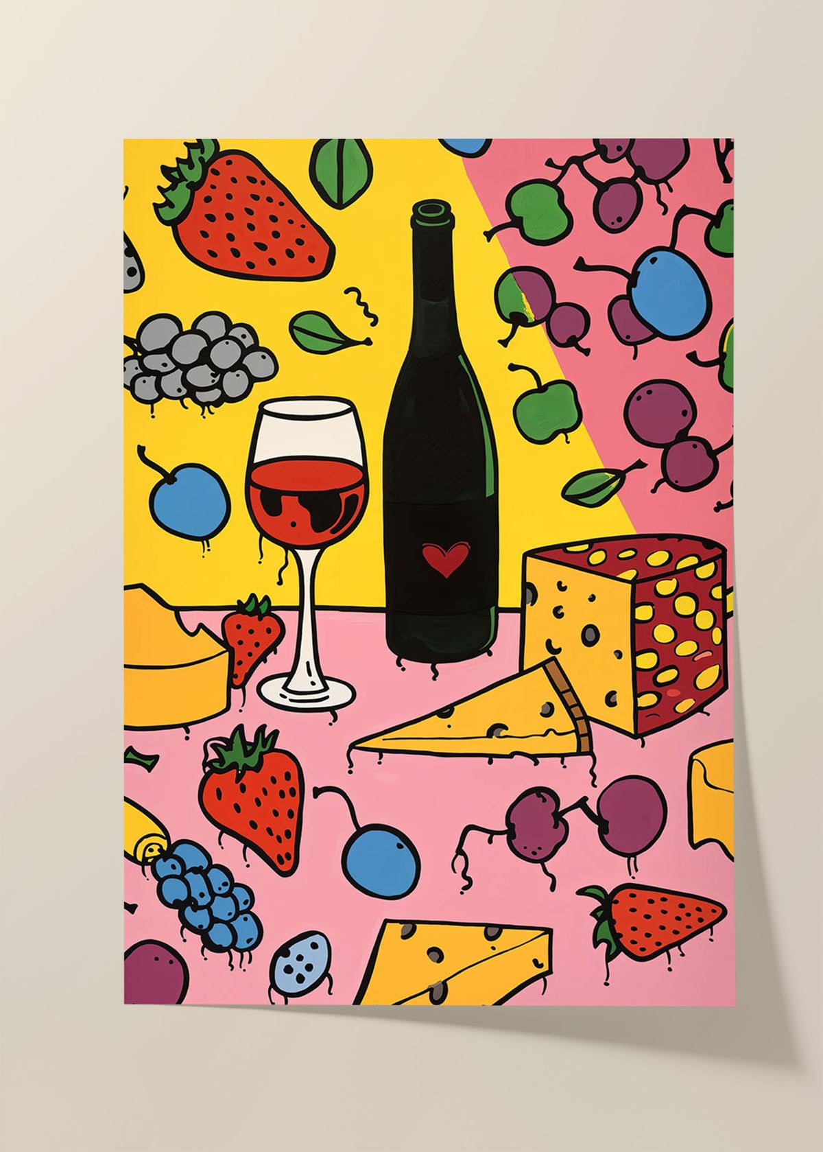Vibrant Wine and Cheese Delight Poster