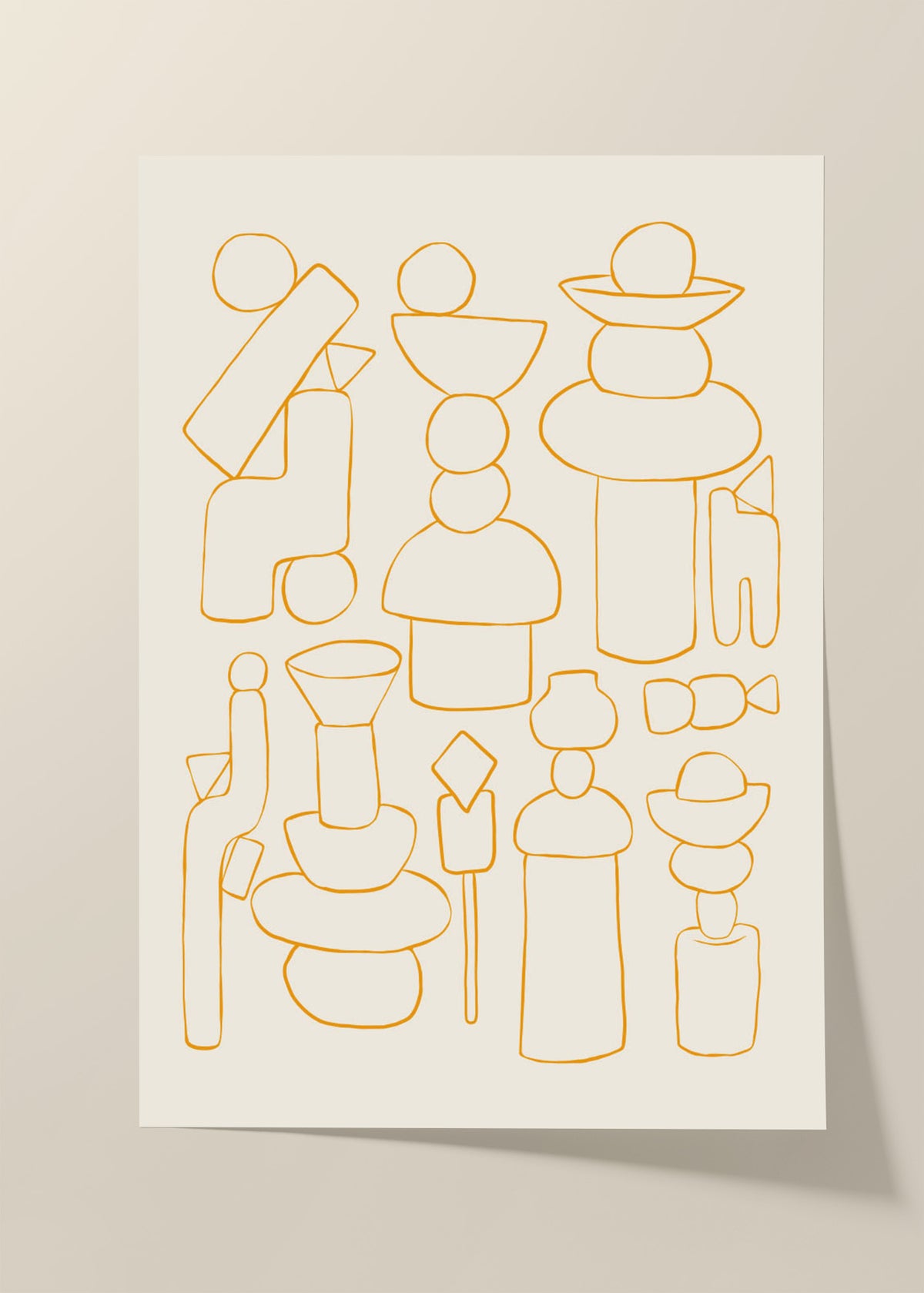 Abstract figures yellow poster
