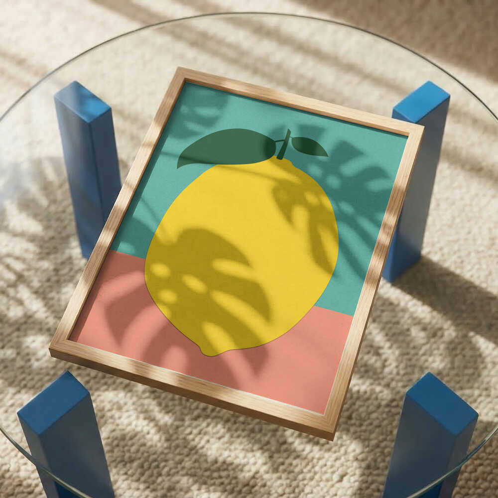 Lemon With Two Leaves Poster
