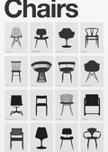Iconic Chair Collection Poster: Black &amp; White Minimalist Art