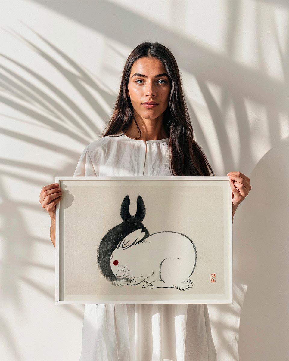Kono Bairei - black and white rabbits